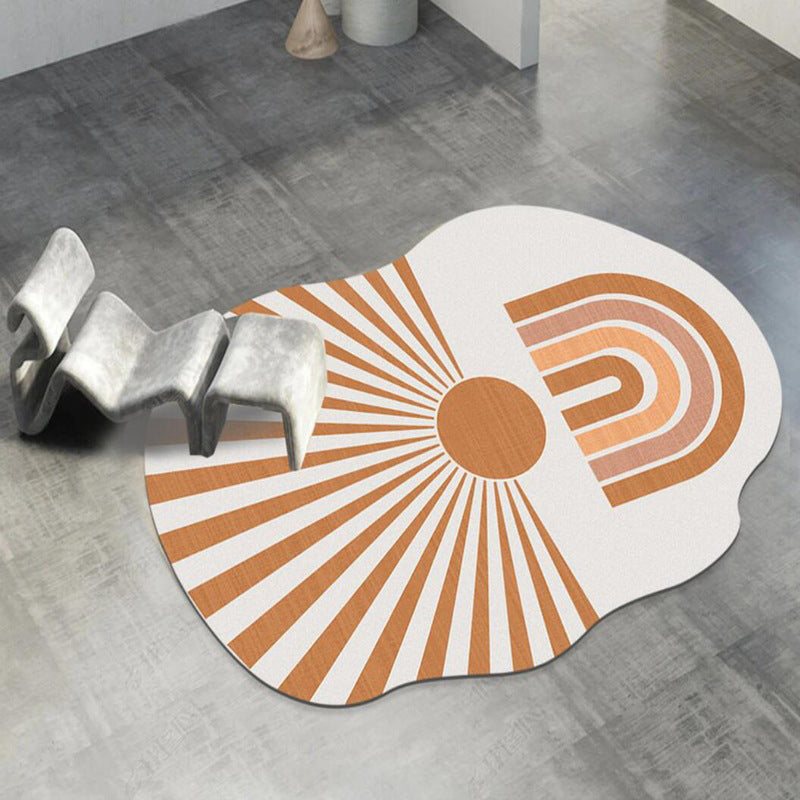 Yellow Simple Carpet Polyester Color Lump Carpet Washable Carpet for Living Room