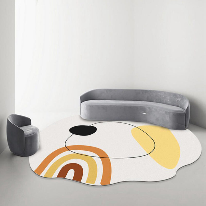 Yellow Simple Carpet Polyester Color Lump Carpet Washable Carpet for Living Room