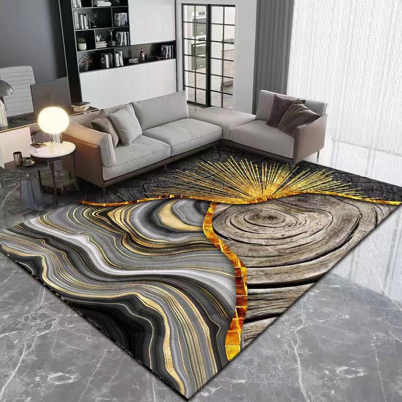 Gold Modern Carpet Polyester Graphic Carpet Stain Resistant Carpet for Living Room