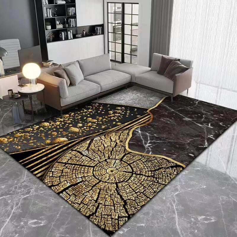 Gold Modern Carpet Polyester Graphic Carpet Stain Resistant Carpet for Living Room