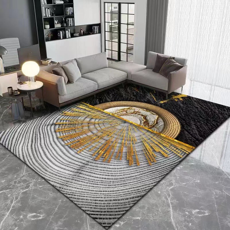 Gold Modern Carpet Polyester Graphic Carpet Stain Resistant Carpet for Living Room