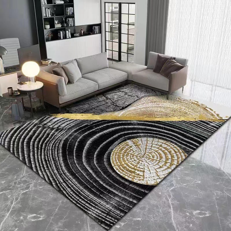 Gold Modern Carpet Polyester Graphic Carpet Stain Resistant Carpet for Living Room