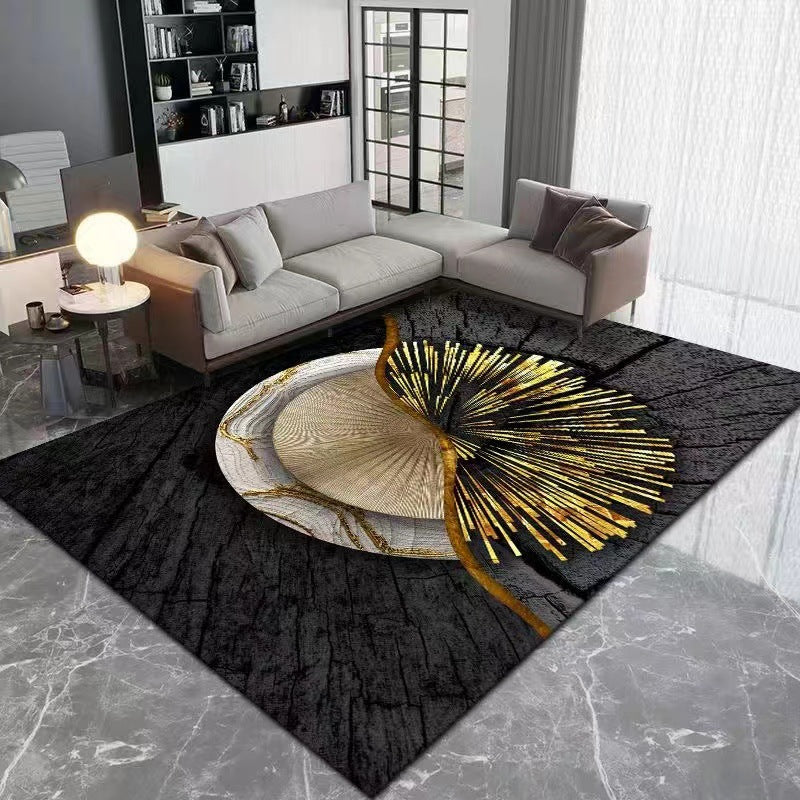 Gold Modern Carpet Polyester Graphic Carpet Stain Resistant Carpet for Living Room
