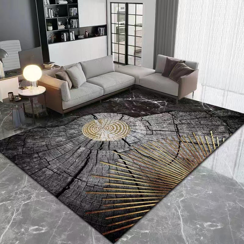 Gold Modern Carpet Polyester Graphic Carpet Stain Resistant Carpet for Living Room