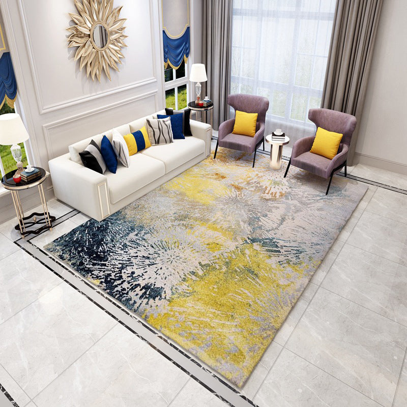 Purple Modern Rug Polyester Abstract Pattern Rug Stain Resistant Rug for Living Room