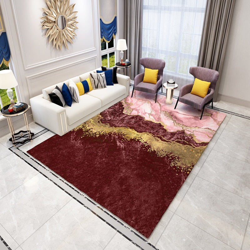 Purple Modern Rug Polyester Abstract Pattern Rug Stain Resistant Rug for Living Room