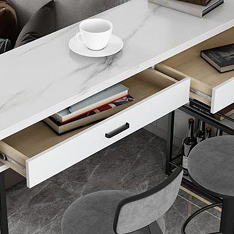 Living Room Double Pedestal Pub Table Contemporary Stone Bistro Bar Table