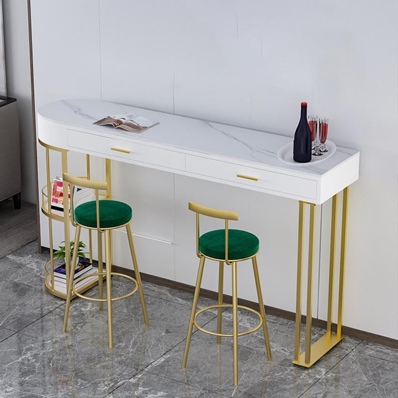 Living Room Double Pedestal Pub Table Contemporary Stone Bistro Bar Table