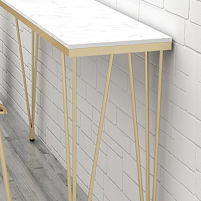 Indoor Glam Style Bar Table 42-inch Height Gold 4 Legs Bistro Table