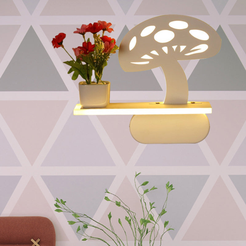 Acrylic Wall Sconce with Shelf Living Room Restaurant Modern Stylish Wall Light in White