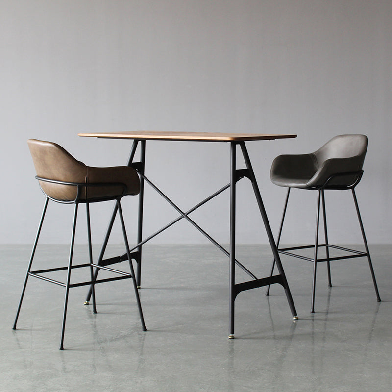 Industrial Style Metal Bar-stool Leather Counter Bar Stool for Kitchen Bar