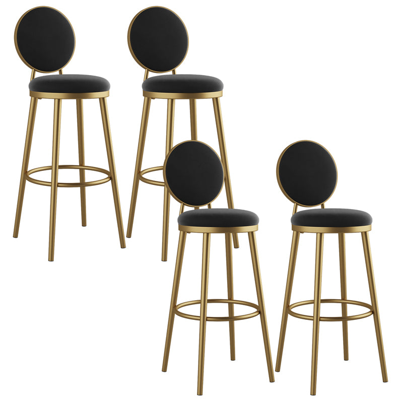 Glam Style Upholstered Fabric Dining Side Stools for Home Armless Low Back Barstool