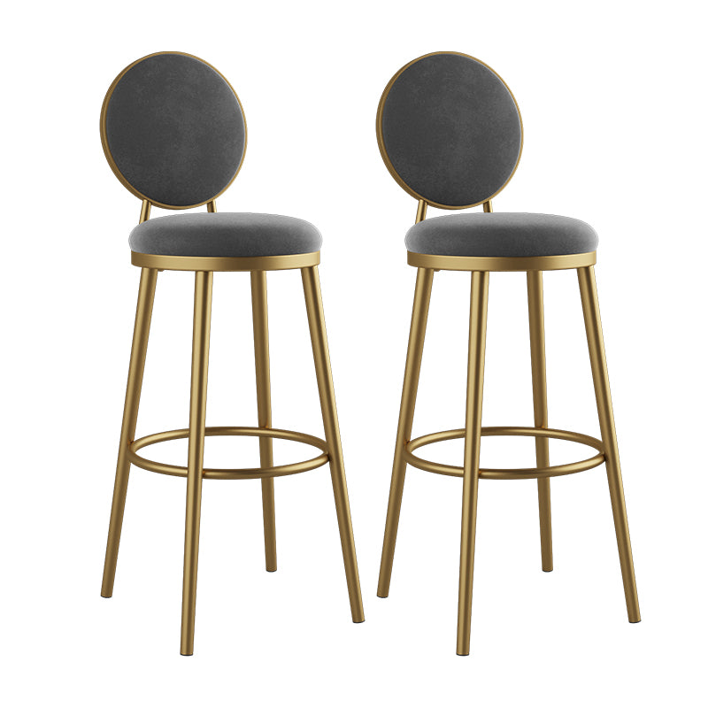 Glam Style Upholstered Fabric Dining Side Stools for Home Armless Low Back Barstool