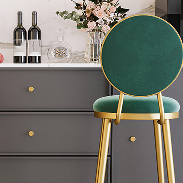 Glam Style Upholstered Fabric Dining Side Stools for Home Armless Low Back Barstool