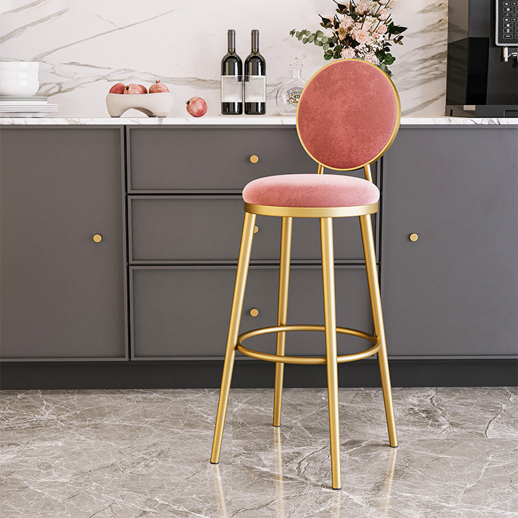 Glam Style Upholstered Fabric Dining Side Stools for Home Armless Low Back Barstool