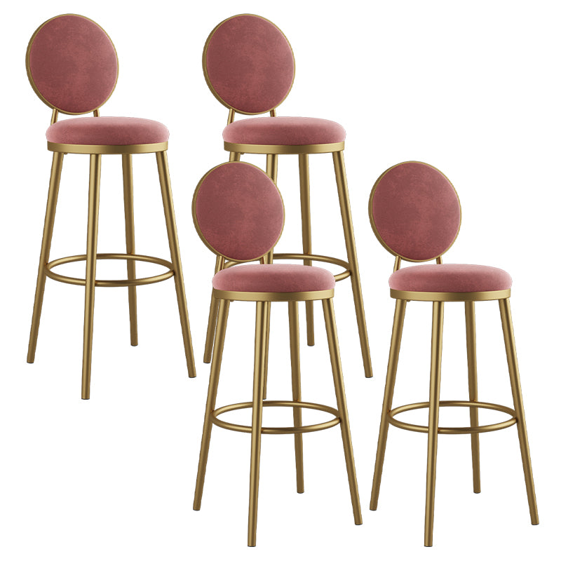 Glam Style Upholstered Fabric Dining Side Stools for Home Armless Low Back Barstool