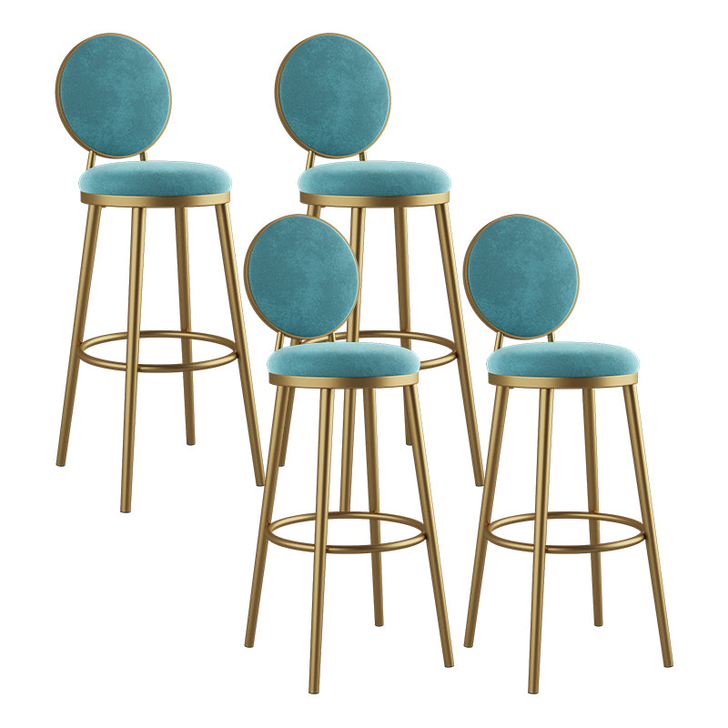 Glam Style Upholstered Fabric Dining Side Stools for Home Armless Low Back Barstool