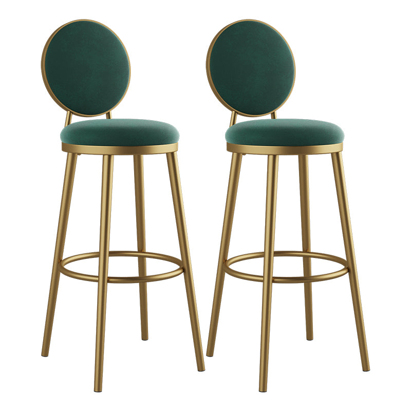 Glam Style Upholstered Fabric Dining Side Stools for Home Armless Low Back Barstool