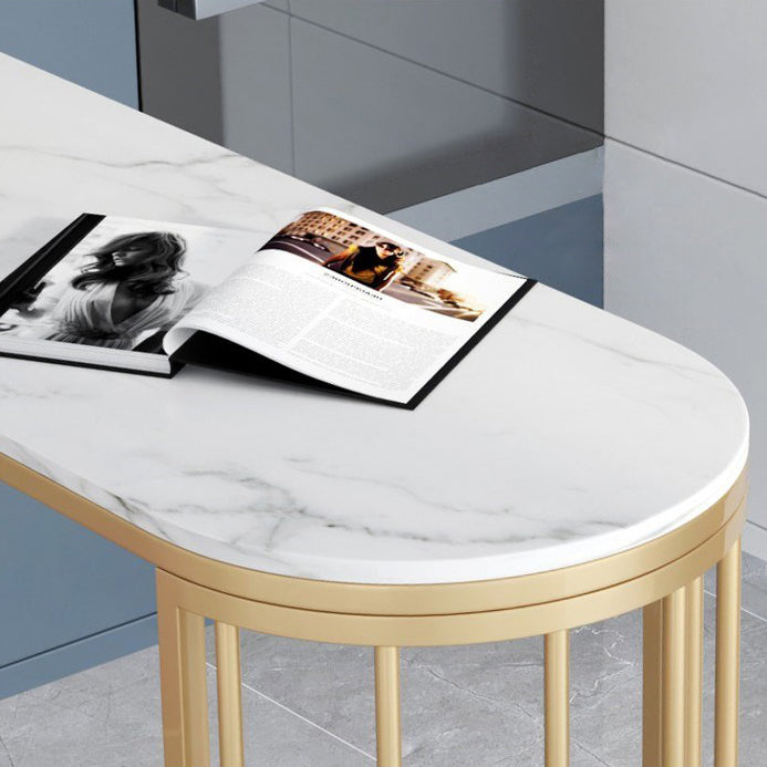 1/3 Pieces Glam Iron Bar Table Set Sintered Stone Top Bistro Set with Shelf