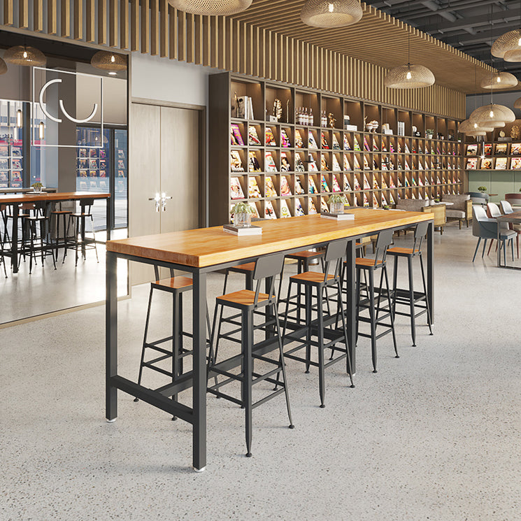 1/5/9 Pieces Industrial Iron Bar Table Set Pine Wood Bistro Set with Footrest