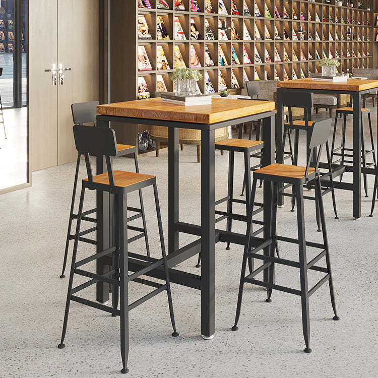 1/5/9 Pieces Industrial Iron Bar Table Set Pine Wood Bistro Set with Footrest