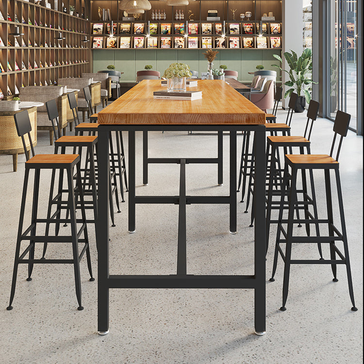 1/5/9 Pieces Industrial Iron Bar Table Set Pine Wood Bistro Set with Footrest