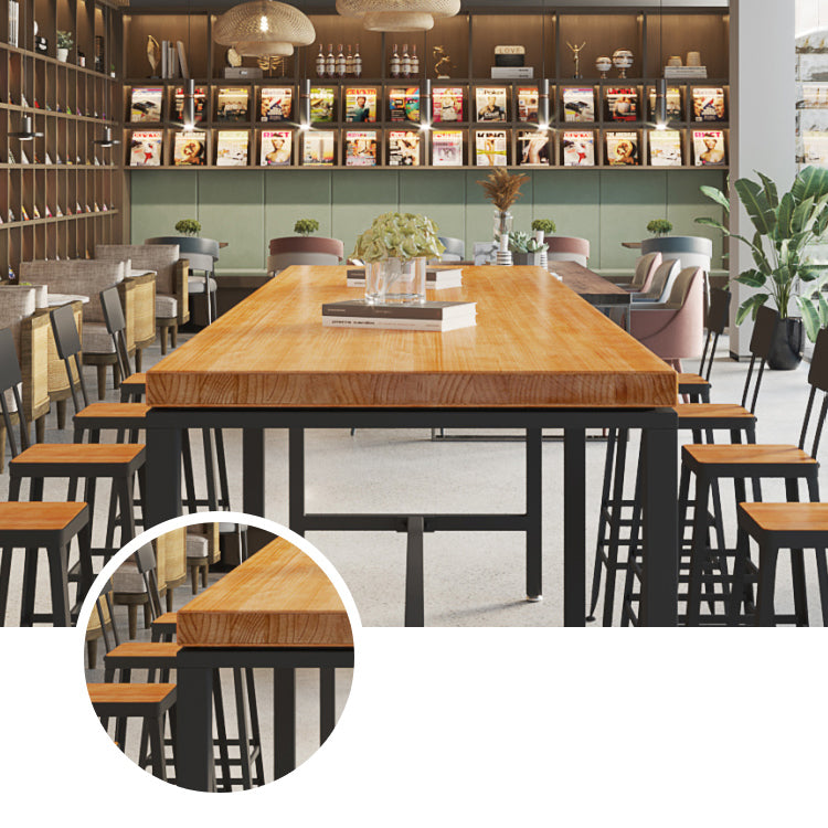 1/5/9 Pieces Industrial Iron Bar Table Set Pine Wood Bistro Set with Footrest