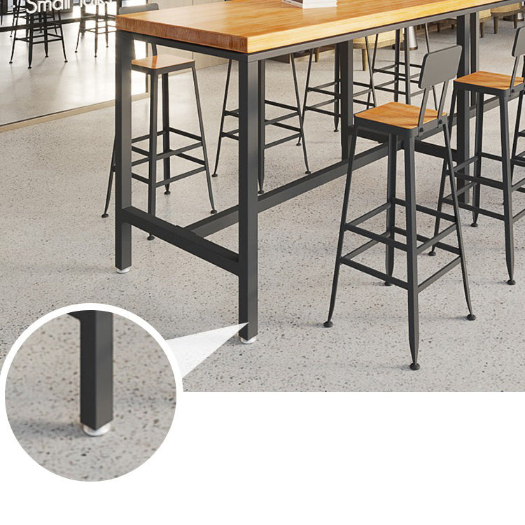 1/5/9 Pieces Industrial Iron Bar Table Set Pine Wood Bistro Set with Footrest