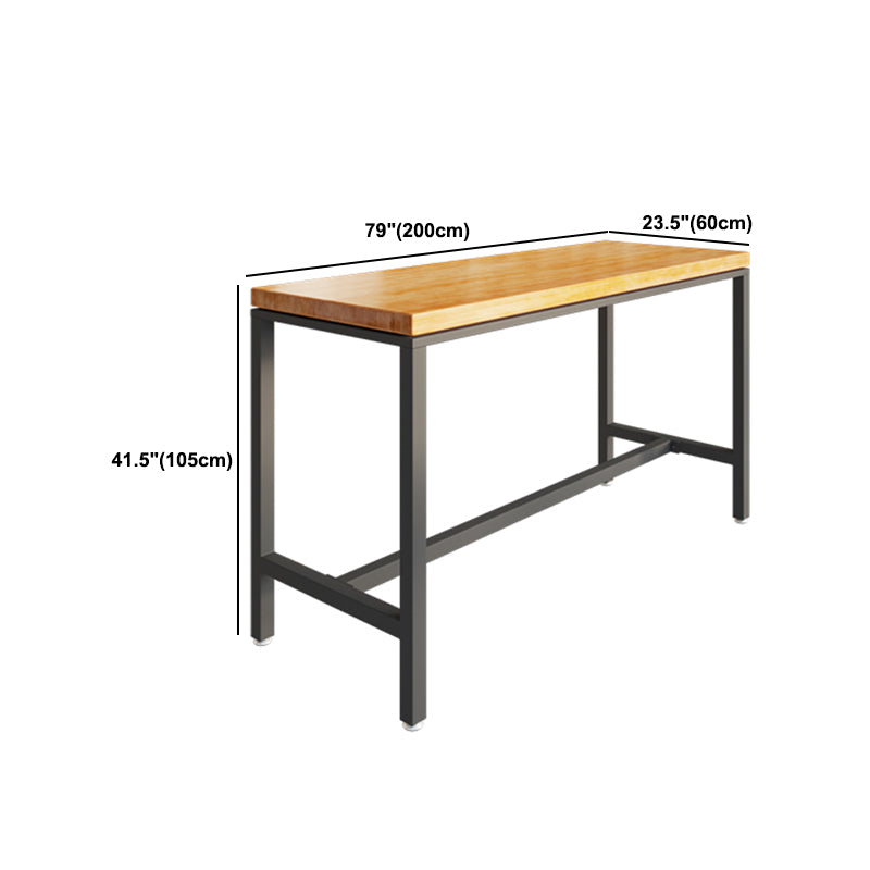 1/5/9 Pieces Industrial Iron Bar Table Set Pine Wood Bistro Set with Footrest