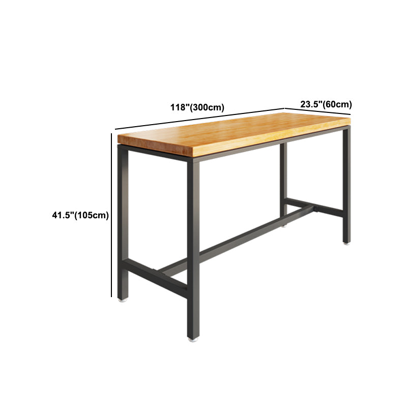 1/5/9 Pieces Industrial Iron Bar Table Set Pine Wood Bistro Set with Footrest