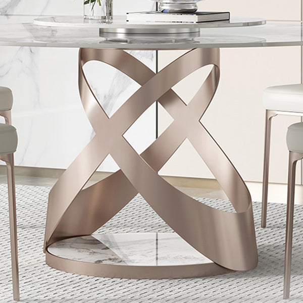 Modern Round Dining Table Set 1/2/5/9 Pieces Dinette Set with Sintered Stone Top