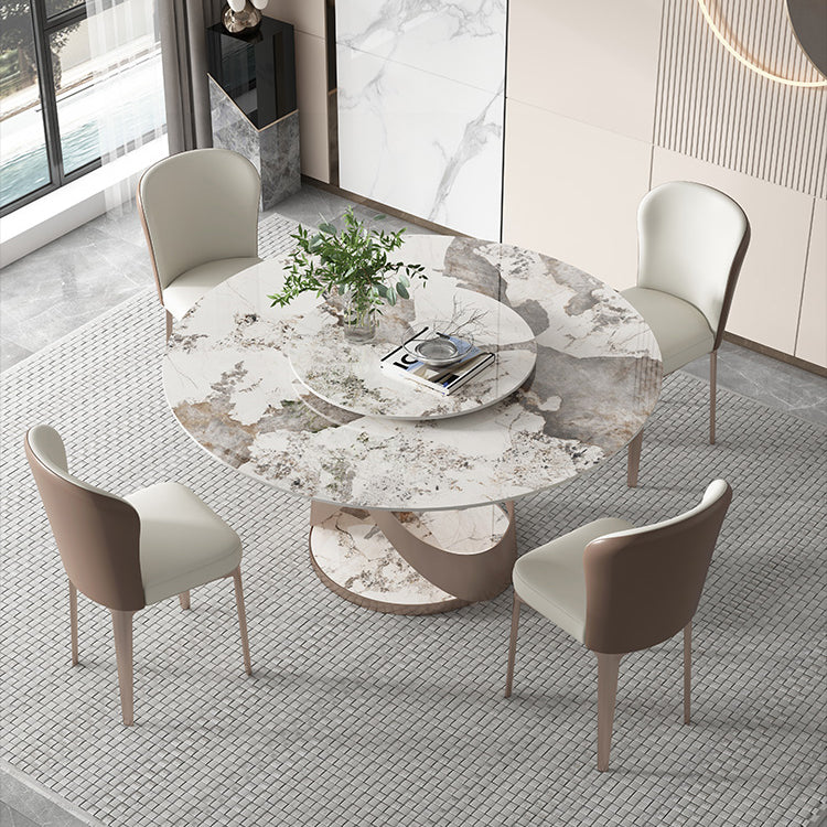 Modern Round Dining Table Set 1/2/5/9 Pieces Dinette Set with Sintered Stone Top