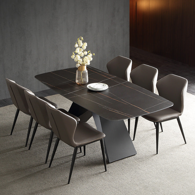 Modern Sintered Stone Top Dining Set Rectangle 1/4/5/7 Pieces Dining Area Table Set