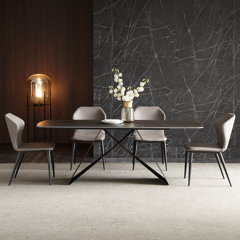Modern Sintered Stone Top Dining Set Rectangle 1/4/5/7 Pieces Dining Area Table Set