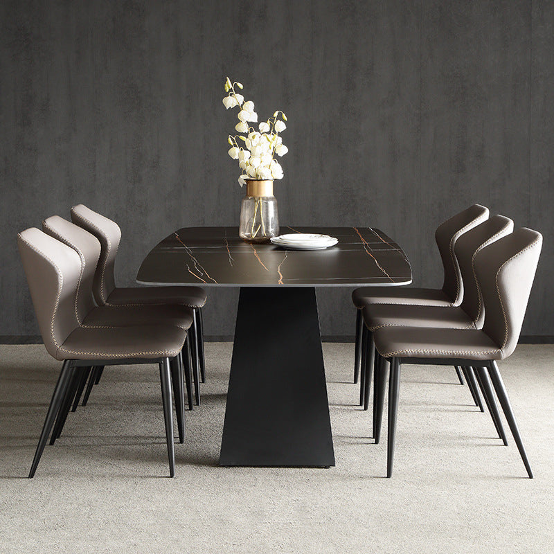 Modern Sintered Stone Top Dining Set Rectangle 1/4/5/7 Pieces Dining Area Table Set