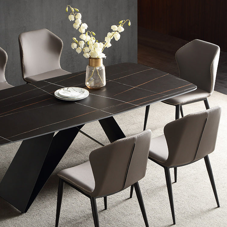 Modern Sintered Stone Top Dining Set Rectangle 1/4/5/7 Pieces Dining Area Table Set