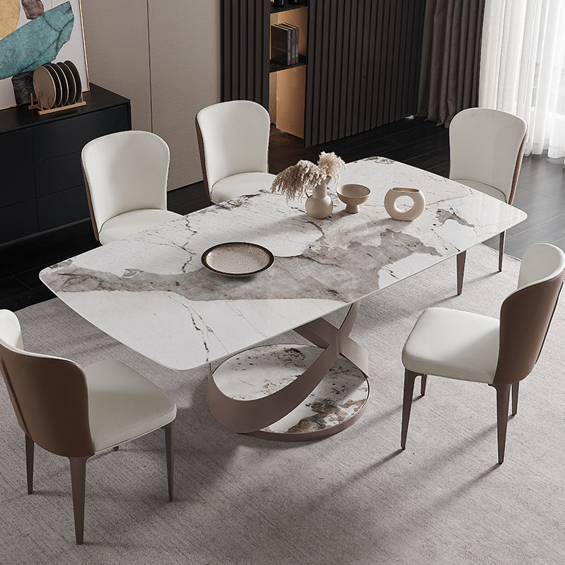 Modern Rectangle Dining Table Set 1/4/5/6/7 Pieces Dinette Set with Sintered Stone Top
