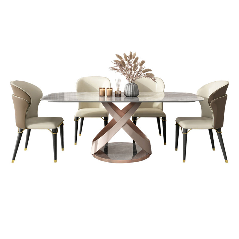 Nordic Sintered Stone Top Dining Set Rectangle 1/4/5/6/7 Pieces Dining Table Set