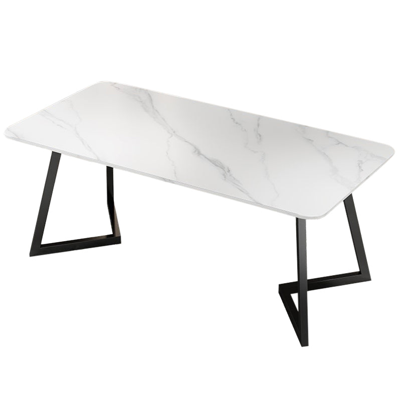 Modern Rectangle Dining Table Set 1/2/5/7 Pieces Dinette Set with White Sintered Stone Top