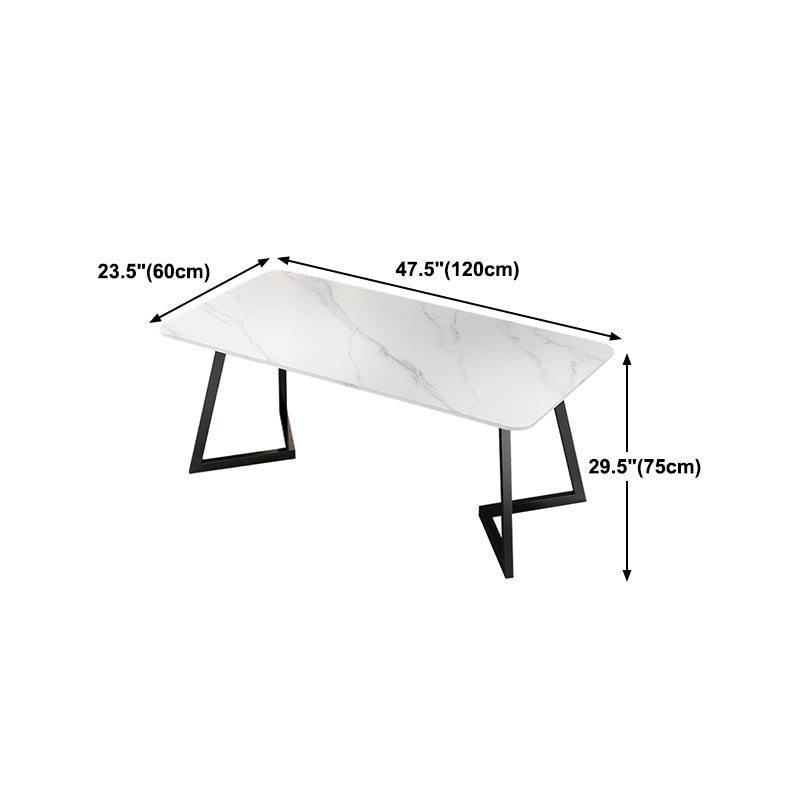 Modern Rectangle Dining Table Set 1/2/5/7 Pieces Dinette Set with White Sintered Stone Top
