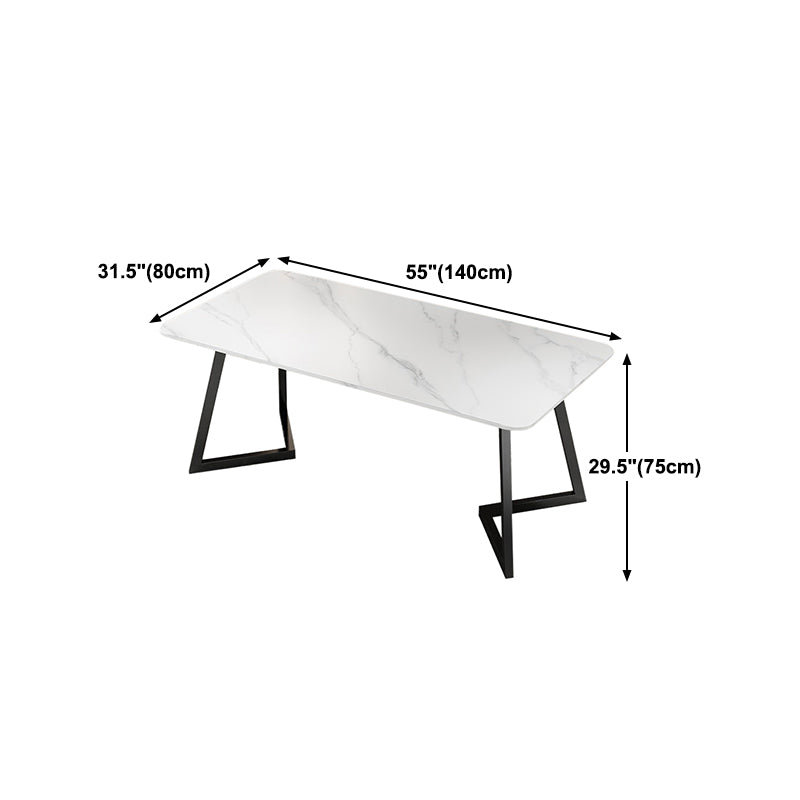 Modern Rectangle Dining Table Set 1/2/5/7 Pieces Dinette Set with White Sintered Stone Top