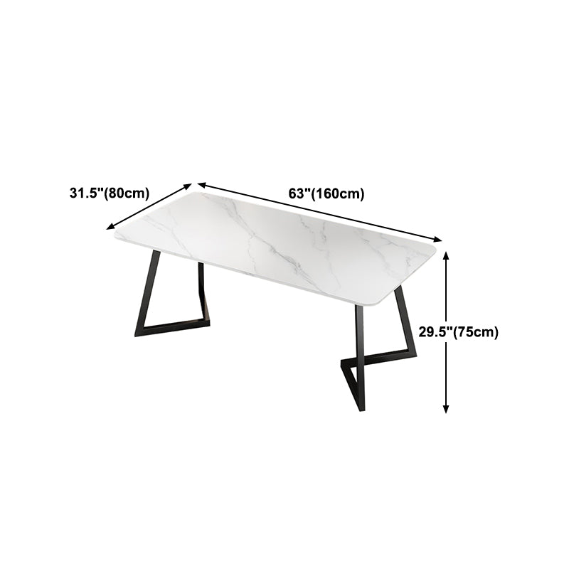 Modern Rectangle Dining Table Set 1/2/5/7 Pieces Dinette Set with White Sintered Stone Top