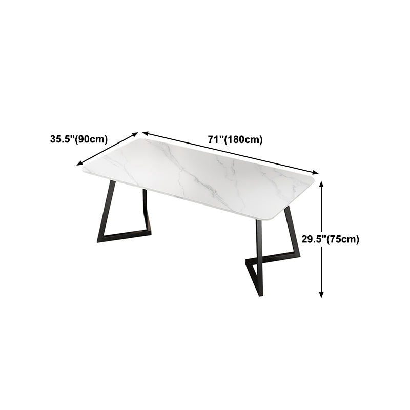 Modern Rectangle Dining Table Set 1/2/5/7 Pieces Dinette Set with White Sintered Stone Top