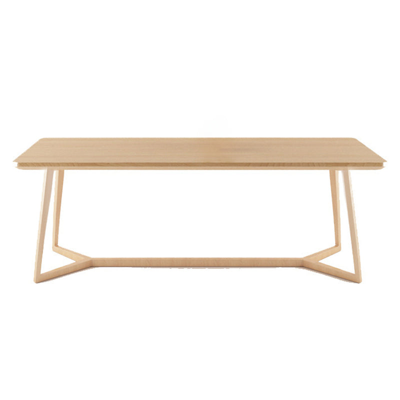 Solid Wood Top Dining Table Rectangle Table with Trestle Base