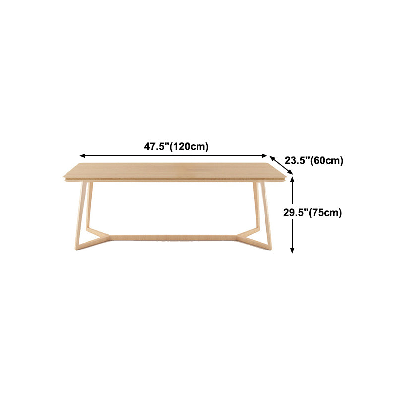 Solid Wood Top Dining Table Rectangle Table with Trestle Base
