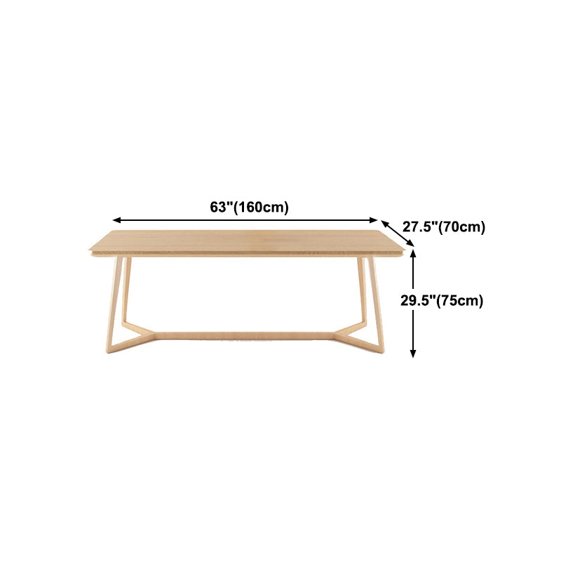 Solid Wood Top Dining Table Rectangle Table with Trestle Base
