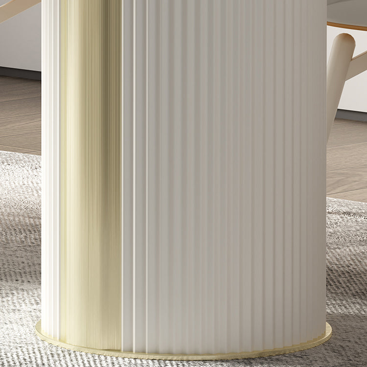 Oval Double Pedestal Furniture Luxury Style Stone Dining Room Collection