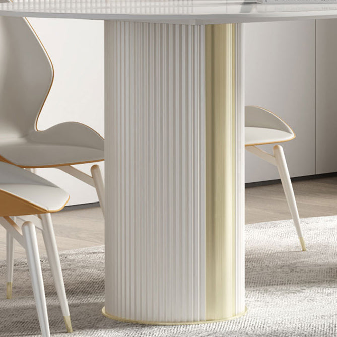 Oval Double Pedestal Furniture Luxury Style Stone Dining Room Collection