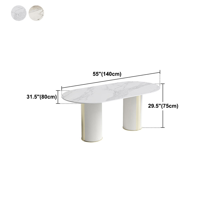 Oval Double Pedestal Furniture Luxury Style Stone Dining Room Collection