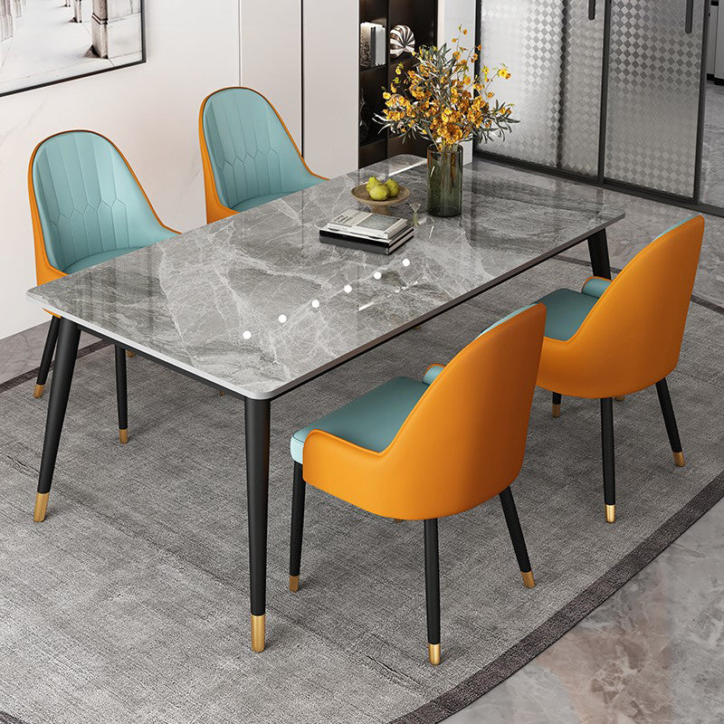 Gray Sintered Stone Dining Table Traditional Luxury Dining Table with 4 Legs